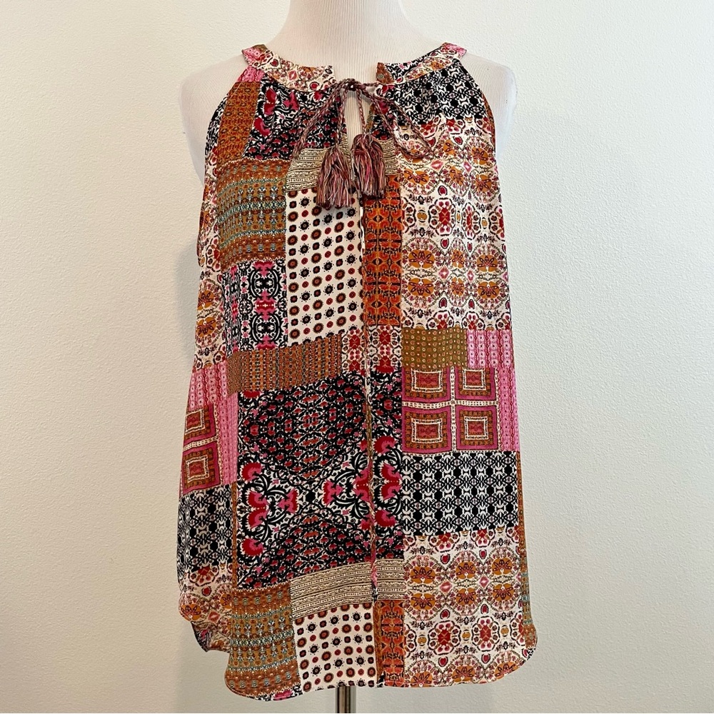 Rose + Olive | Patchwork Sleeveless Multicolor Top - image 8